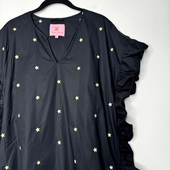 Quiet Culture Star Embroidered Black Pajama Party Maxi Dress Gown L/XL - Picture 4 of 9
